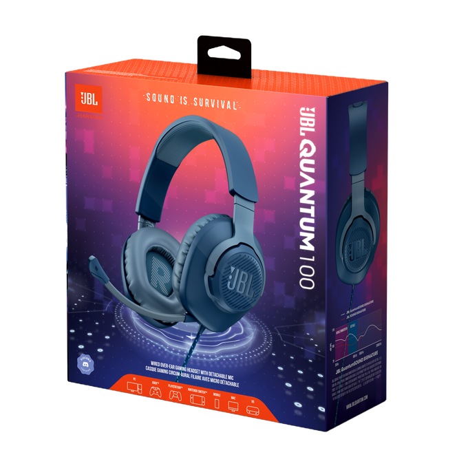 JBL Quantum 100 - Blue - Wired over-ear gaming headset with flip-up mic - Detailshot 15 image number null